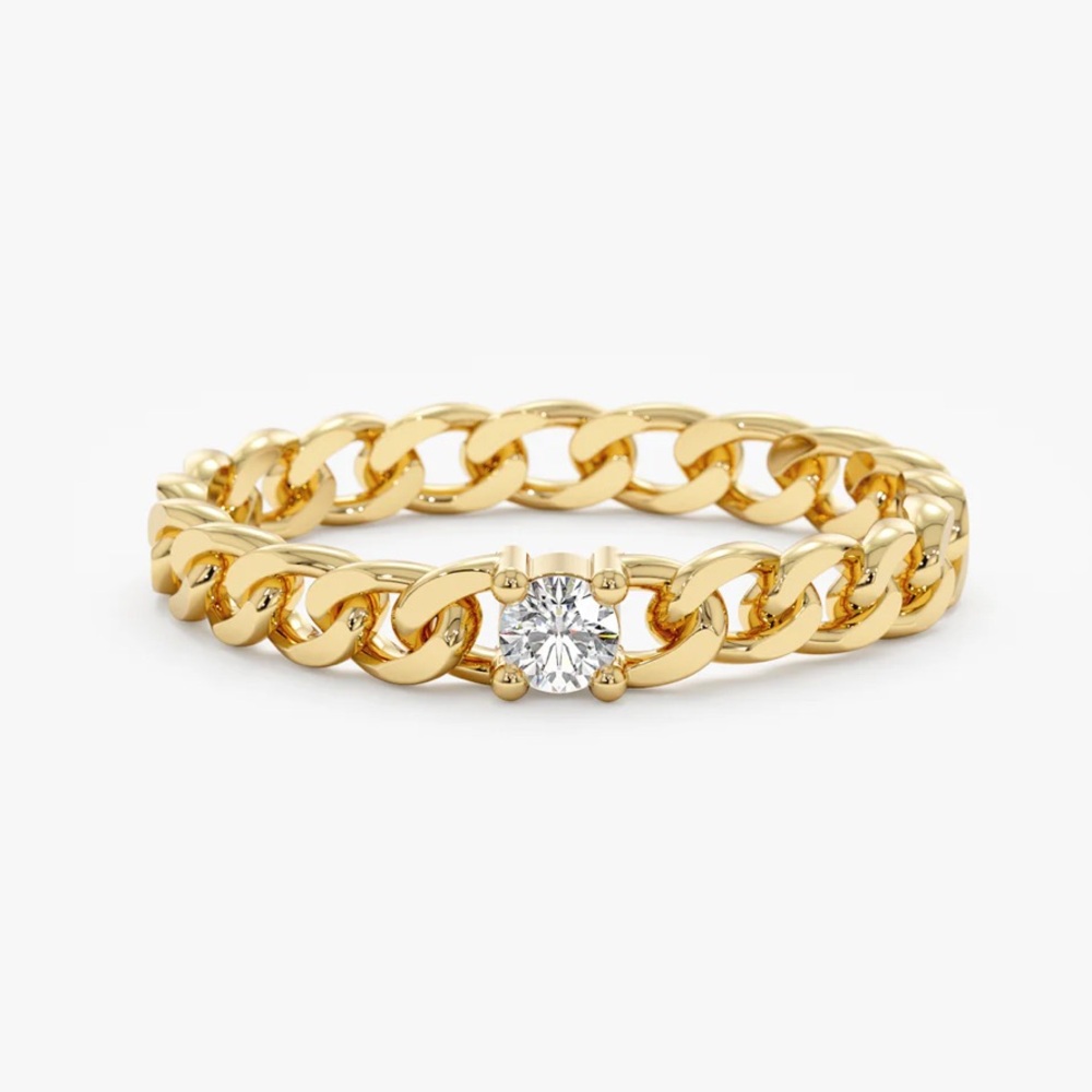 14k gold diamond cuban ring chain